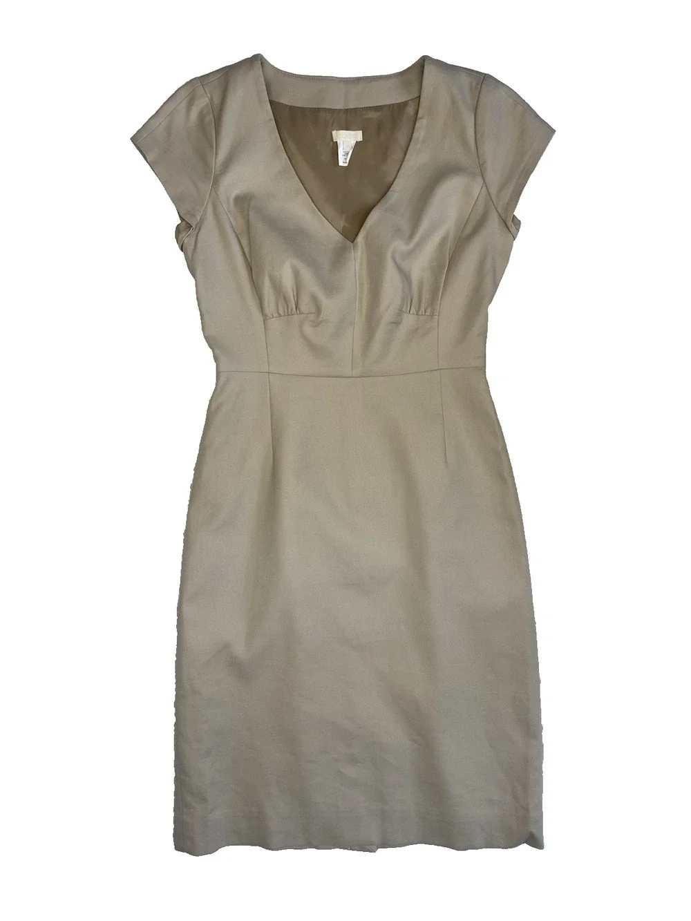 J.CREW Dress Womens 0 Tan Cotton Stretch Cap Sleeve V-Neck Suiting Career Mini